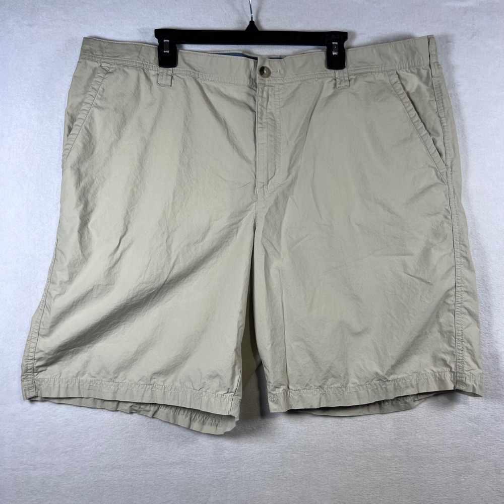 Columbia Mens Hiking Shorts Size 42 Tan Khaki Cotton Flat Front Utility Outdoor